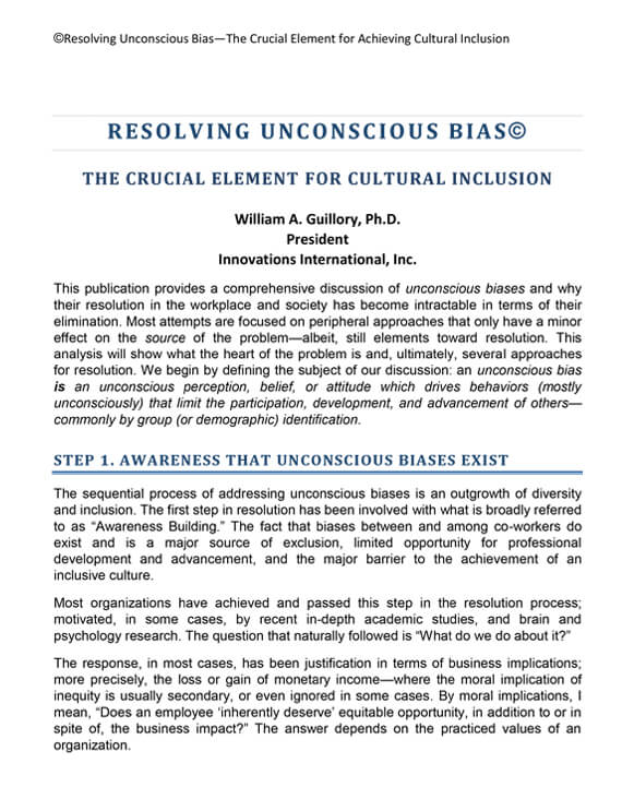 Resolving Unconscious Bias